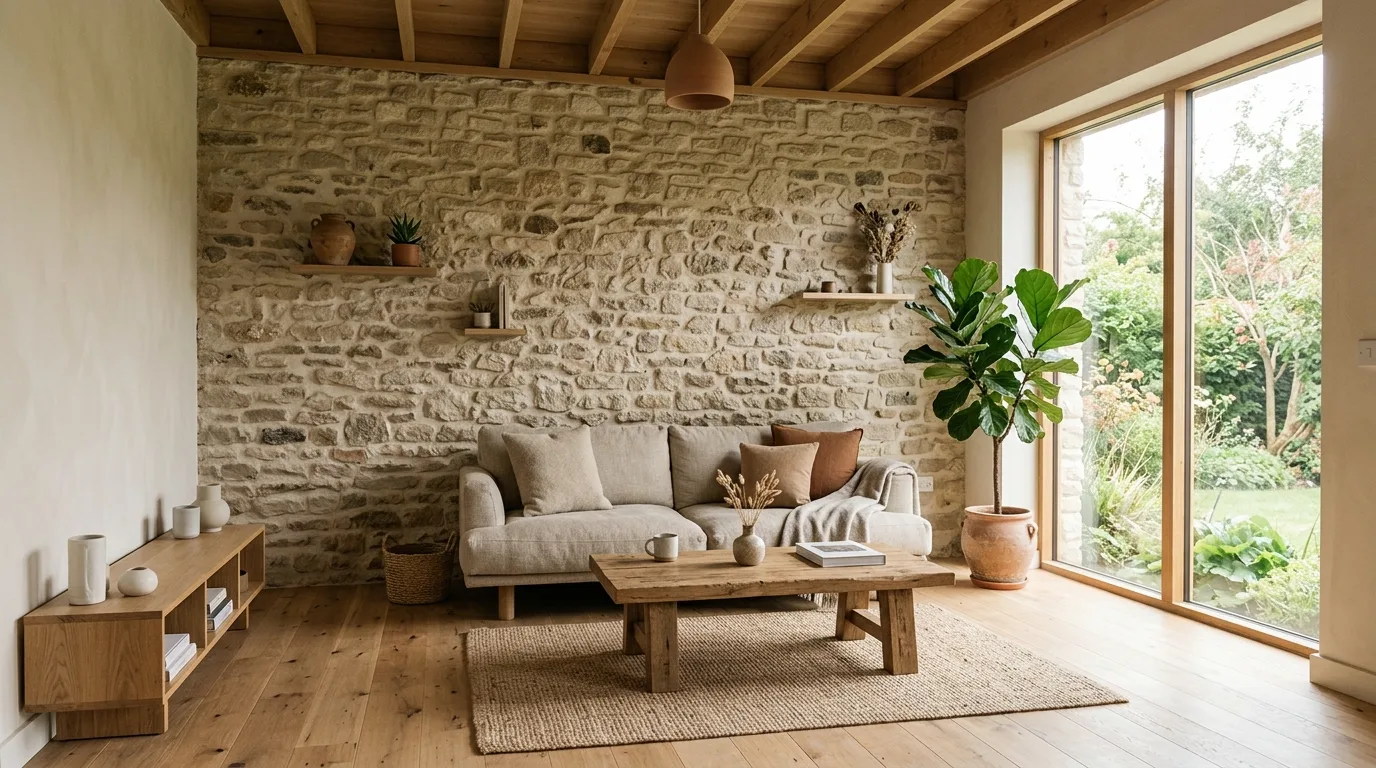 Bring in woven texture through baskets and rugs inspiration for an earthy living room.